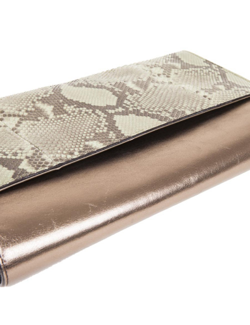 GUCCI green and bronze python clutch