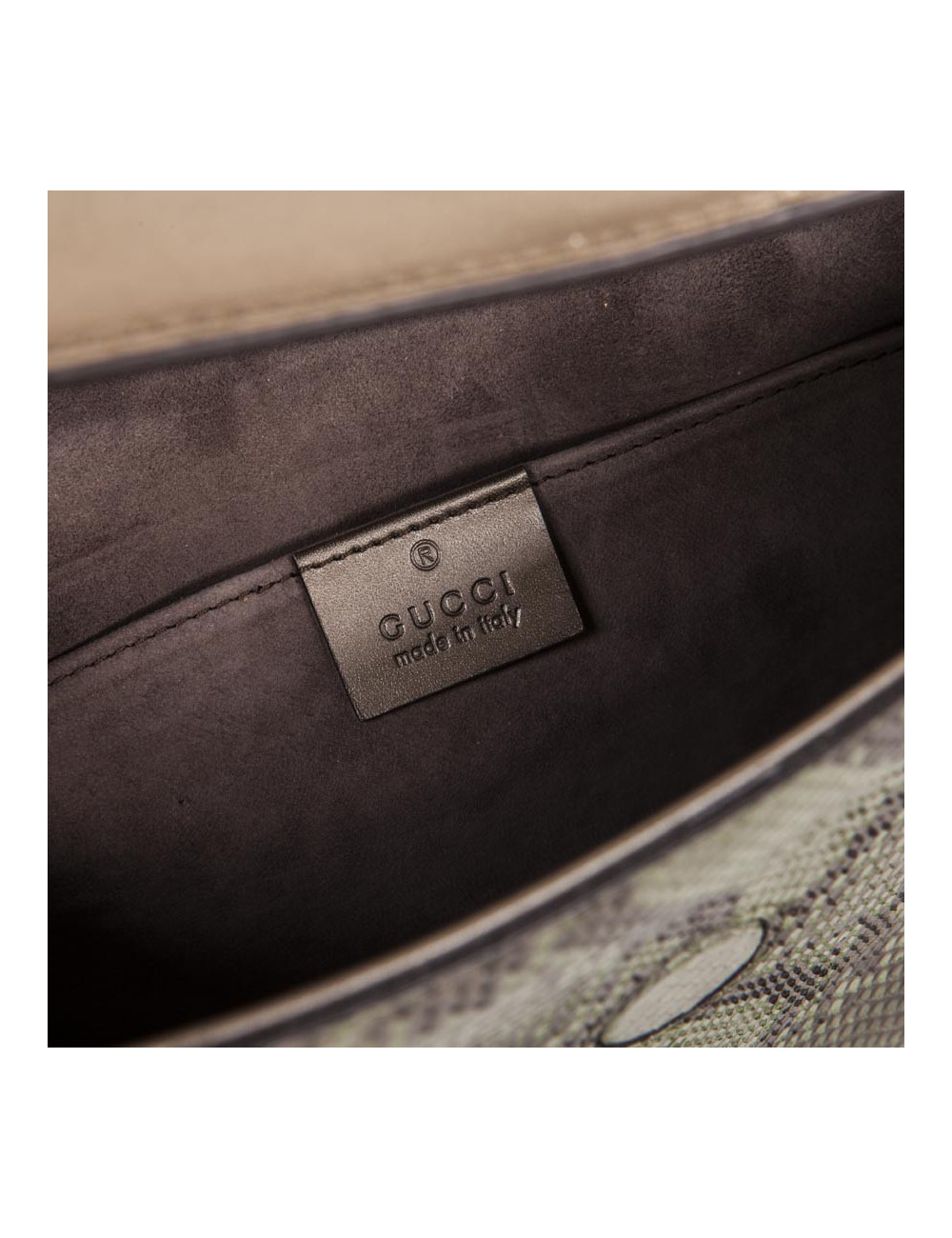 GUCCI green and bronze python clutch