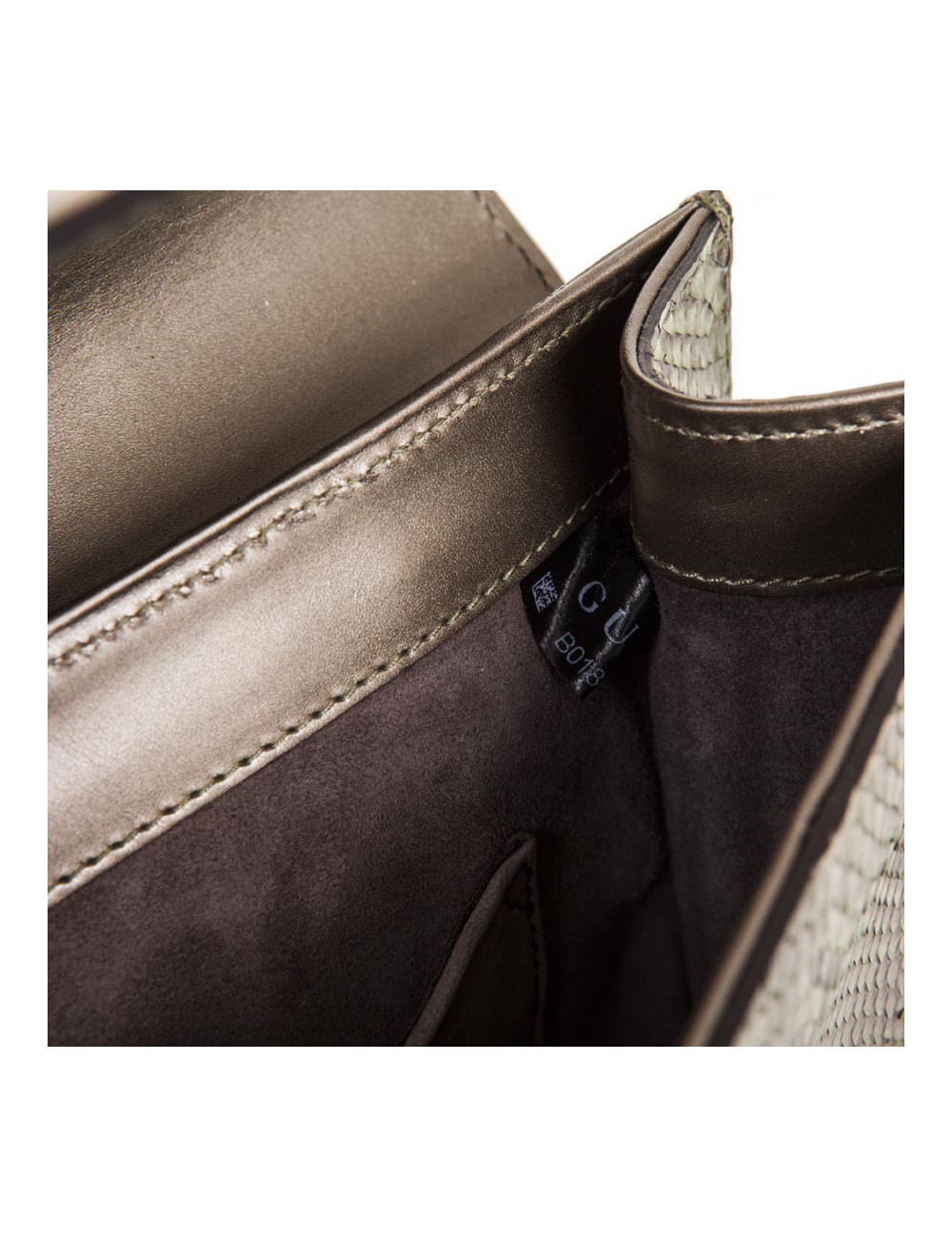 GUCCI green and bronze python clutch