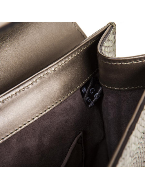 GUCCI green and bronze python clutch