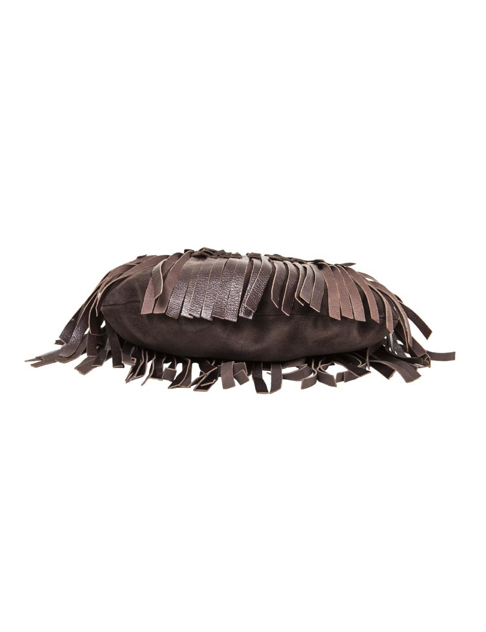 Sac YSL SAINT LAURENT en veau velours marron à franges