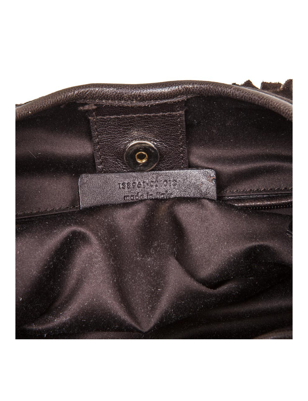 Sac YSL SAINT LAURENT en veau velours marron à franges