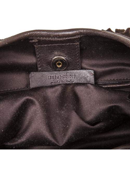 Sac YSL SAINT LAURENT en veau velours marron à franges