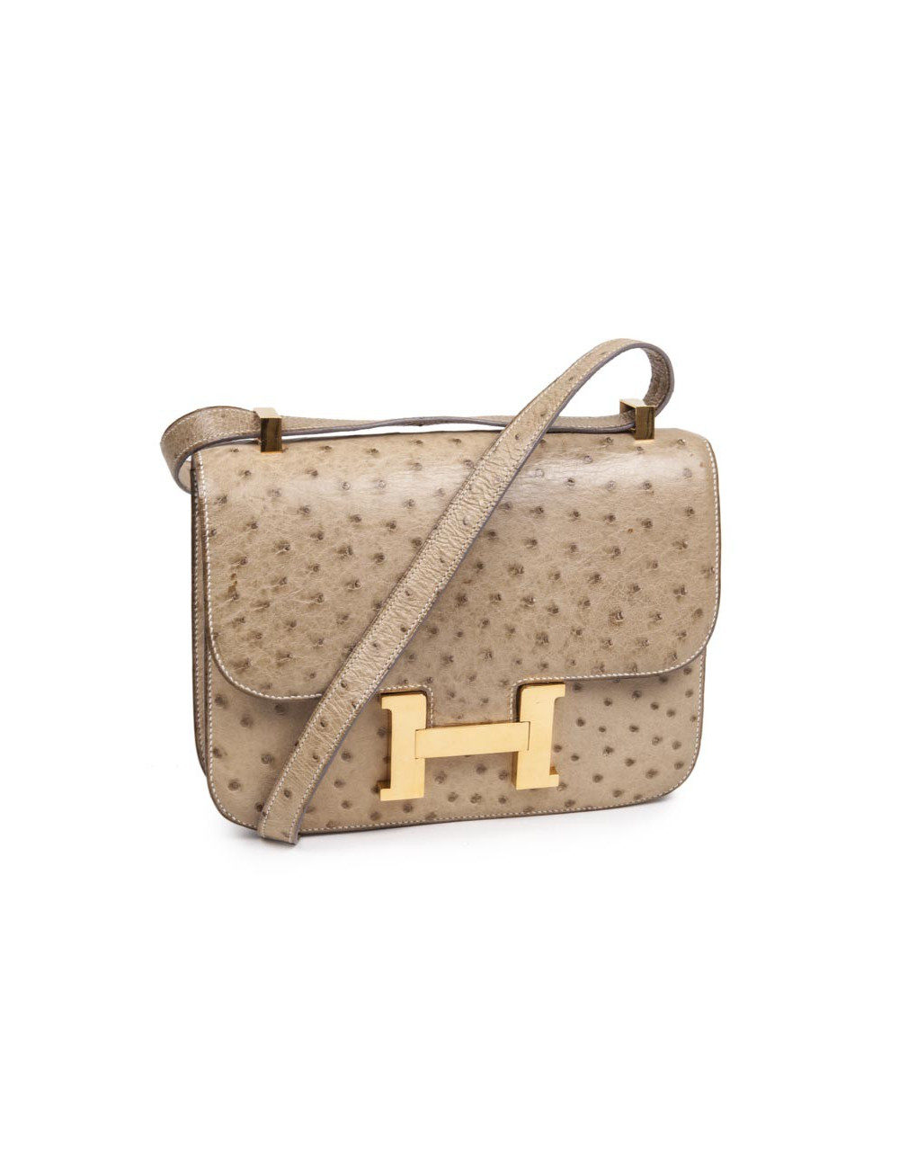 Sac Constance HERMES en autruche sable