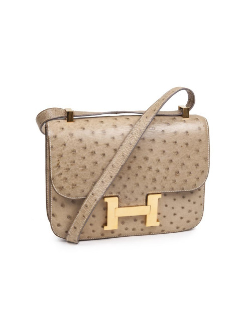 Sac Constance HERMES en autruche sable