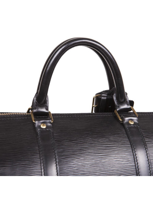 Sac Keepall  60 LOUIS VUITTON vintage cuir épi noir