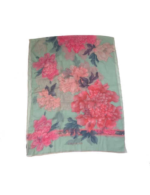 Etole LEONARD en cachemire et soie rose et bleu céladon