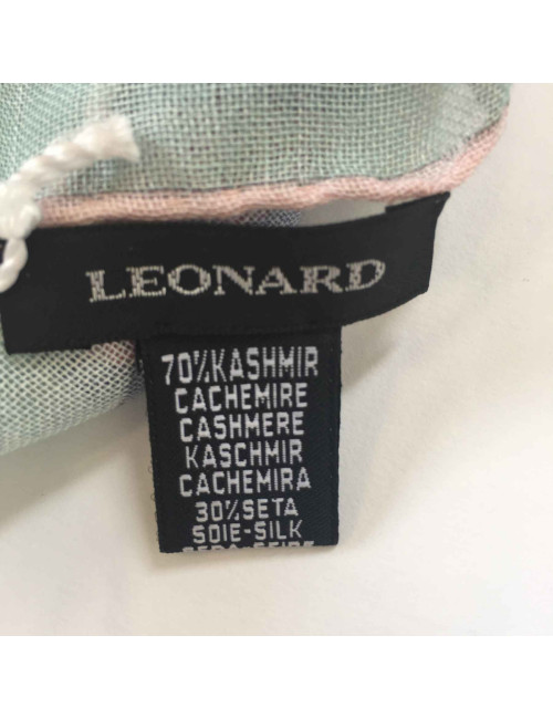Etole LEONARD en cachemire et soie rose et bleu céladon