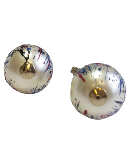CHANEL pendant clip-on earrings multicolored cc and pearl