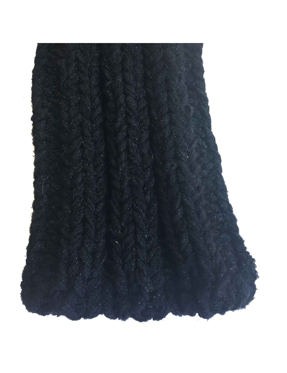 Mitaines T2 CHANEL en coton cachemire et soie noire et fils argentés