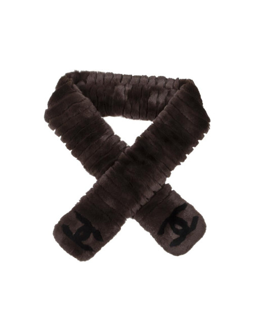 Echarpe CHANEL fourrure d'orylag marron