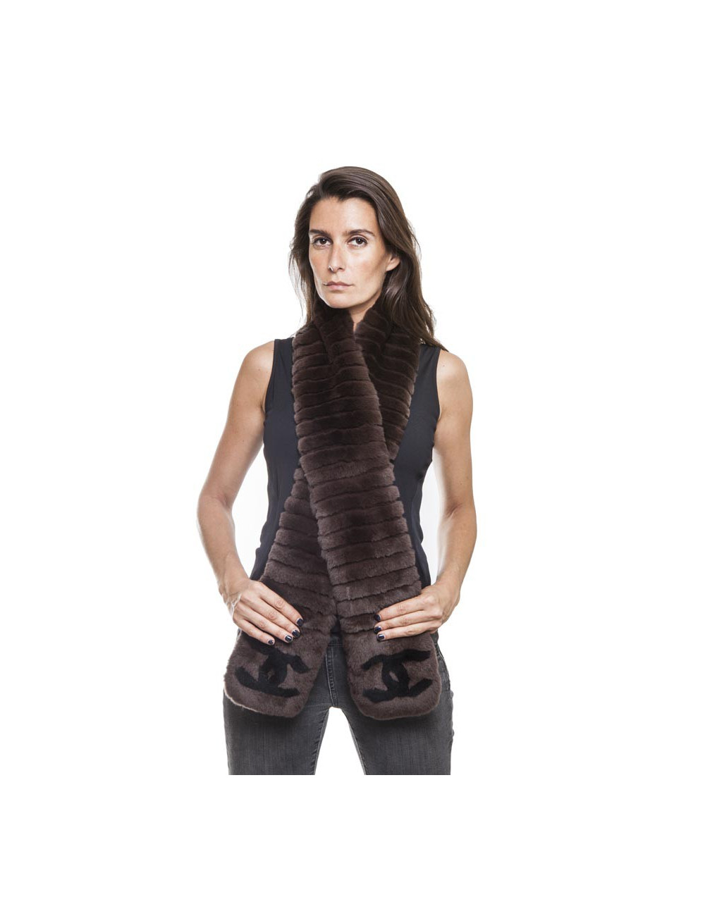 Echarpe CHANEL fourrure d'orylag marron