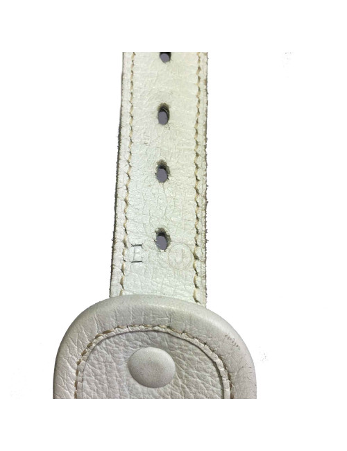 Ceinture HERMES en cuir blanc et boucle H vintage