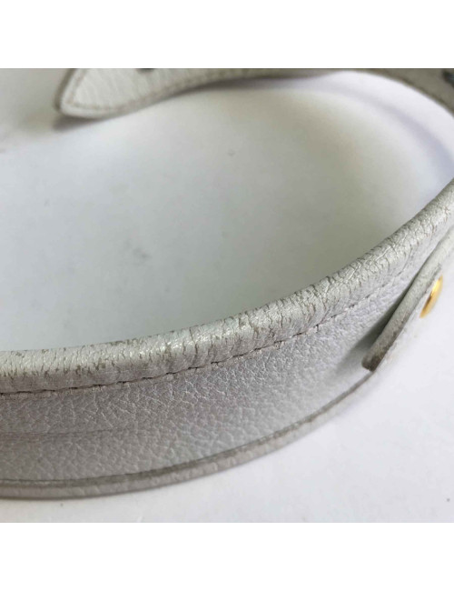 Ceinture HERMES en cuir blanc et boucle H vintage