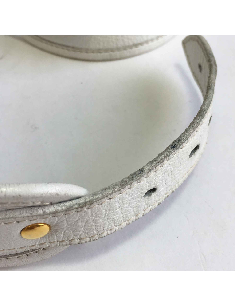 Ceinture HERMES en cuir blanc et boucle H vintage