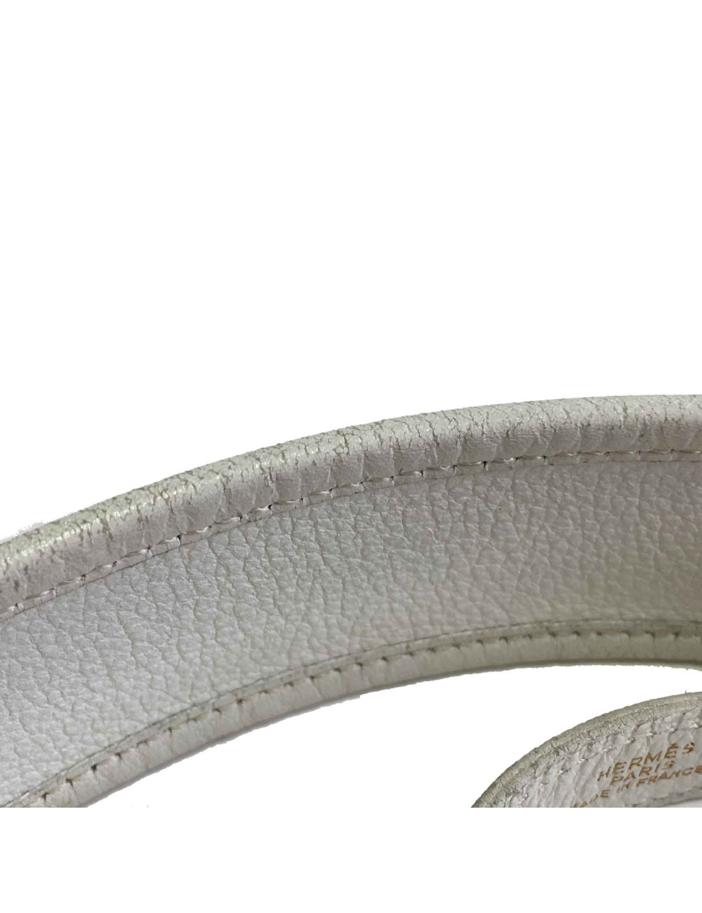 Ceinture HERMES en cuir blanc et boucle H vintage