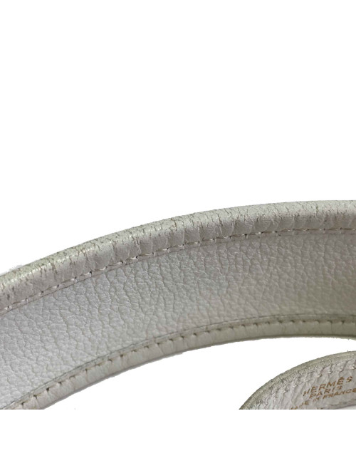 Ceinture HERMES en cuir blanc et boucle H vintage