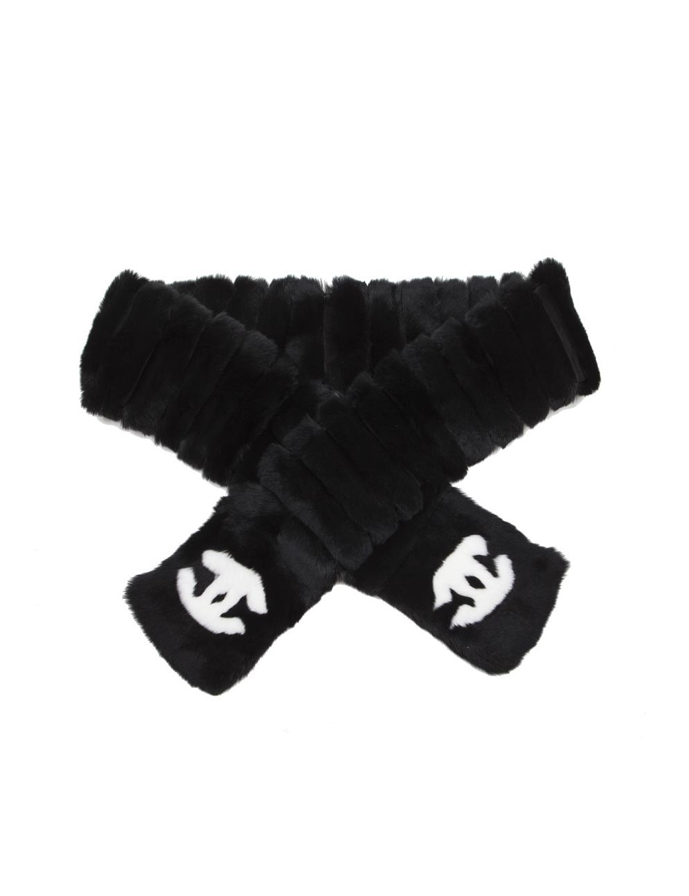 Echarpe CHANEL orilag noire et CC blanc