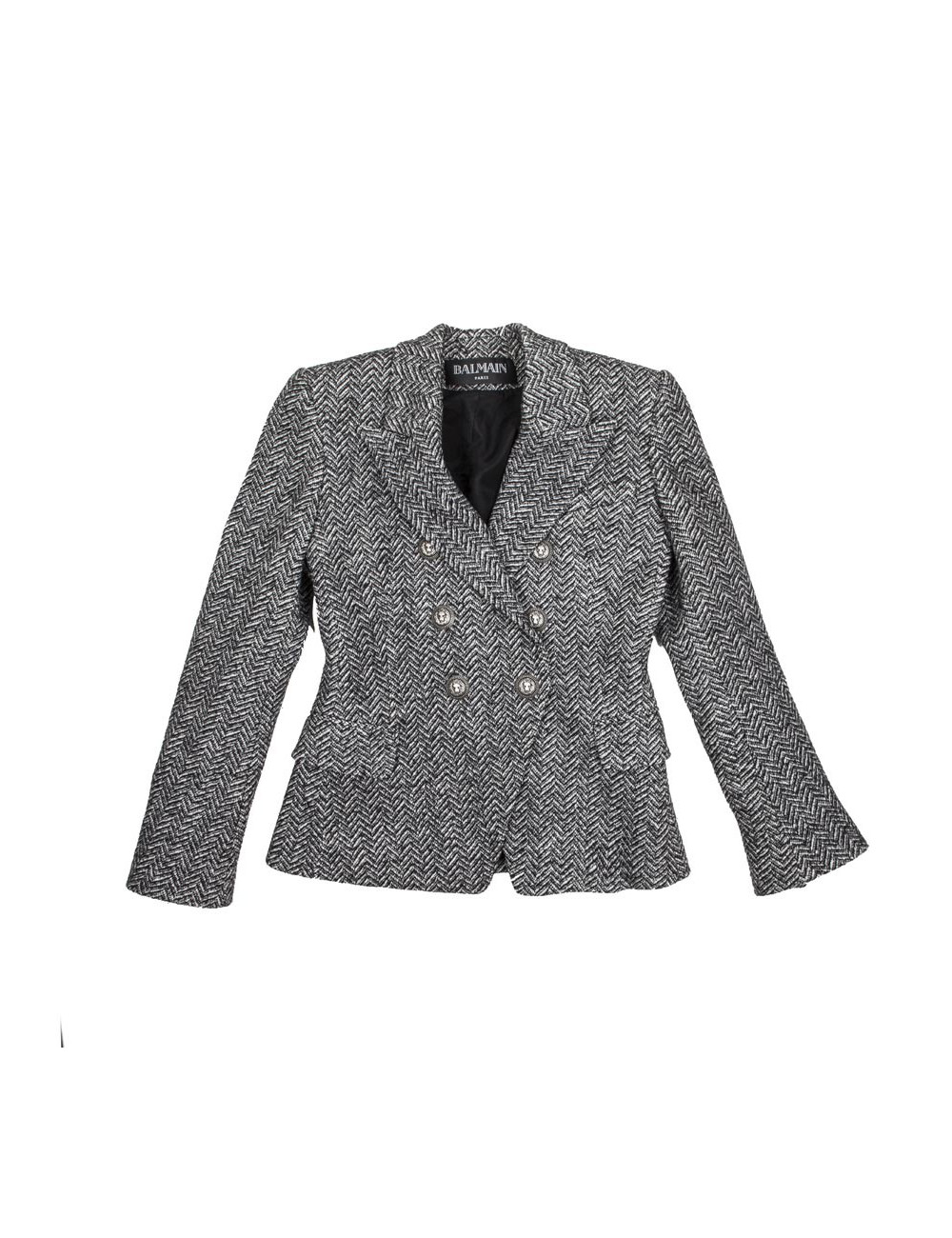 Veste BALMAIN T 40 FR laine grise et noire
