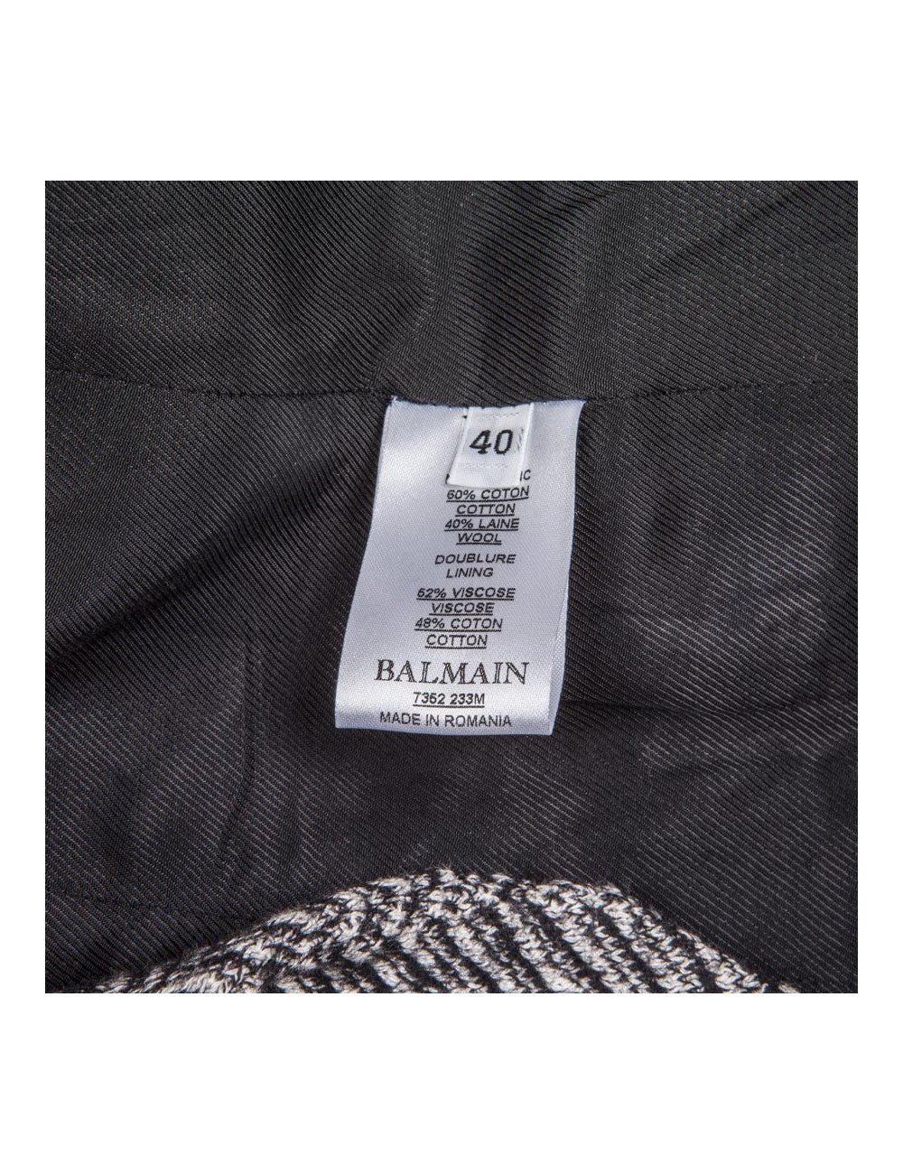 Veste BALMAIN T 40 FR laine grise et noire