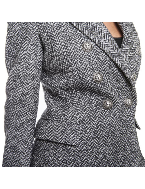 Veste BALMAIN T 40 FR laine grise et noire
