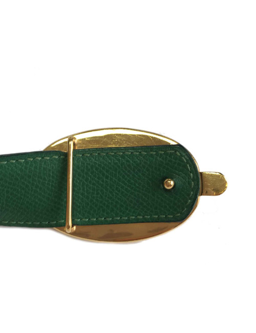 Ceinture HERMES réversible T70 en cuir vert et bleu nuit