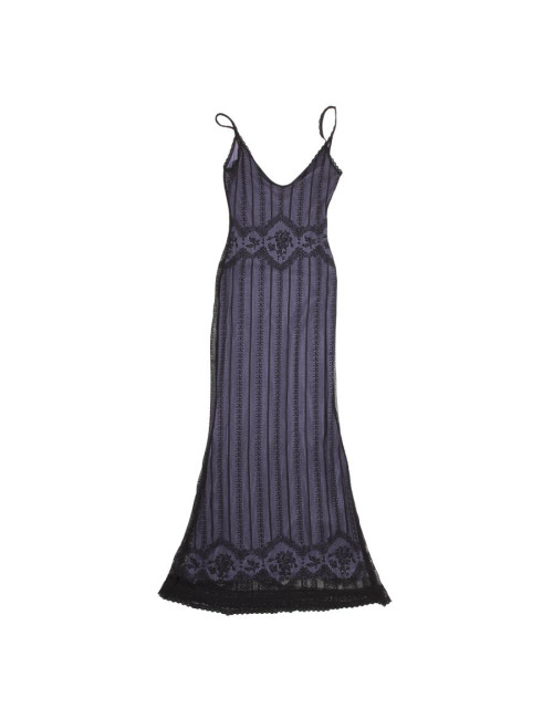Robe CHRISTIAN DIOR T S violette et dentelle noire
