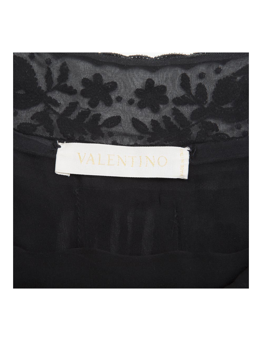 Robe VALENTINO T 40 en soie noire, perles et sequins