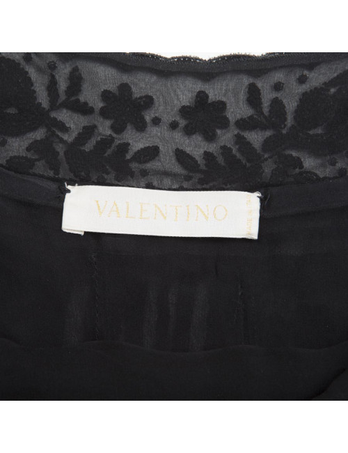 Robe VALENTINO T 40 en soie noire, perles et sequins