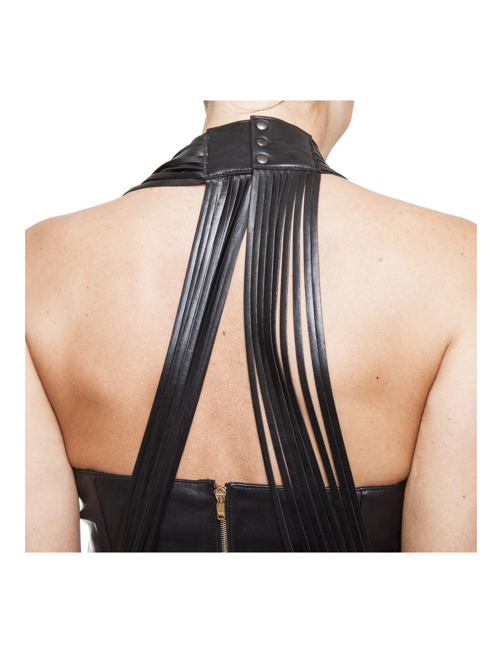 Robe JITROIS T 36 en cuir avec lanières 