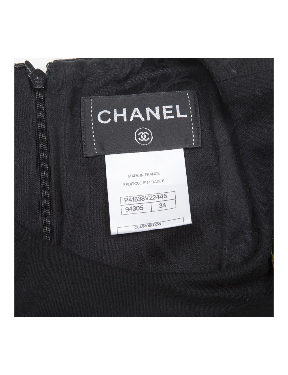 Chanel black jersey dress T.34