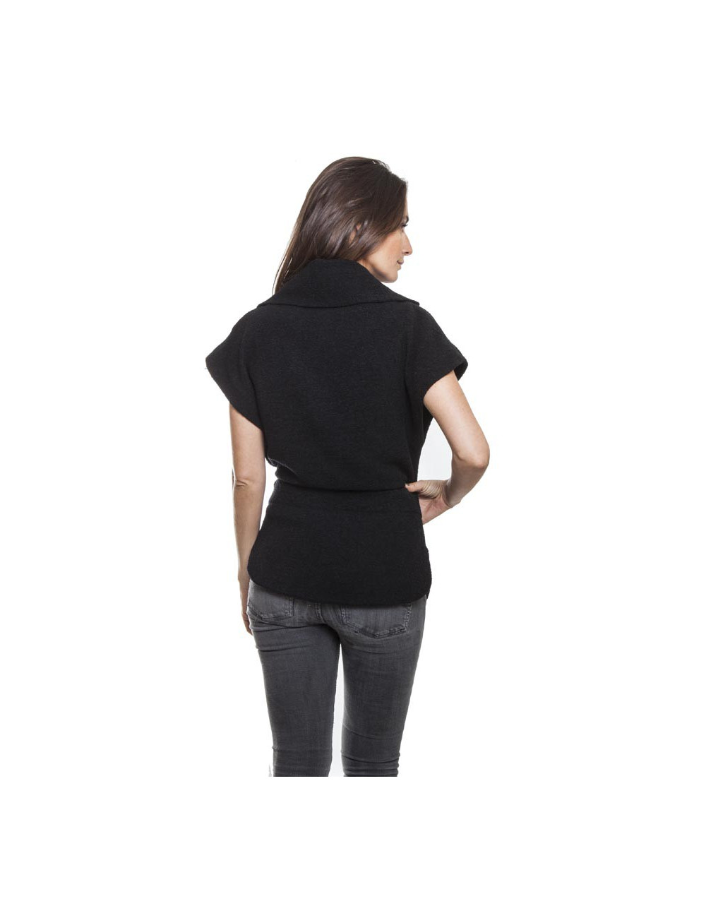 Veste VIKTOR & ROLF T 40 sans manches en laine noire 