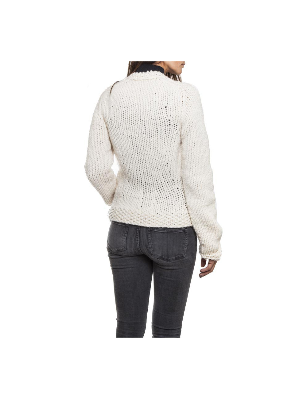 CHANEL knitted waistcoat in unbleached wool with a black plastron size 36FR