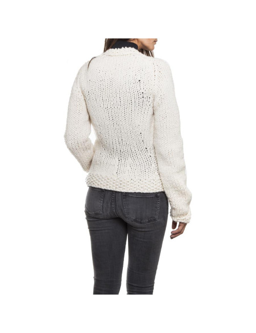 CHANEL knitted waistcoat in unbleached wool with a black plastron size 36FR