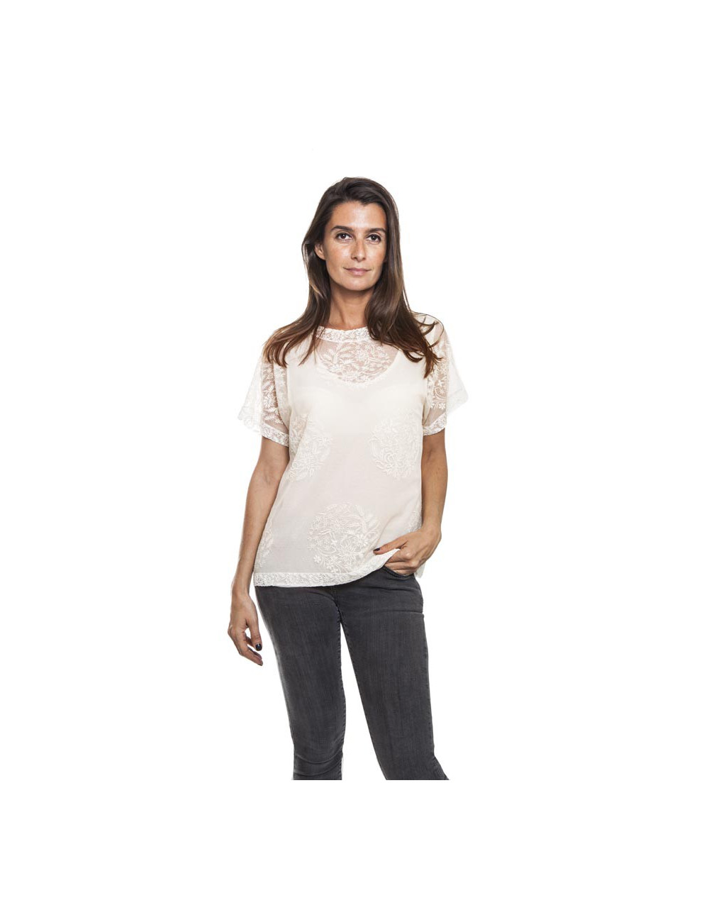 Top CHANEL  dentelle écrue