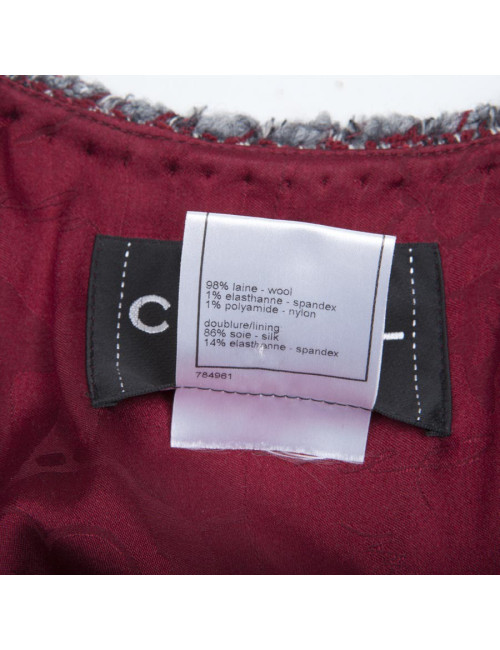 Veste CHANEL T 36 "Paris-Venise" Tweed à chevrons rouge blanc et gris