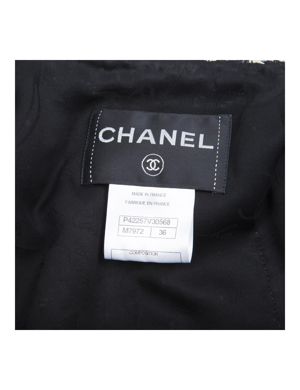 Ensemble CHANEL T 36 tweed gris et blanc