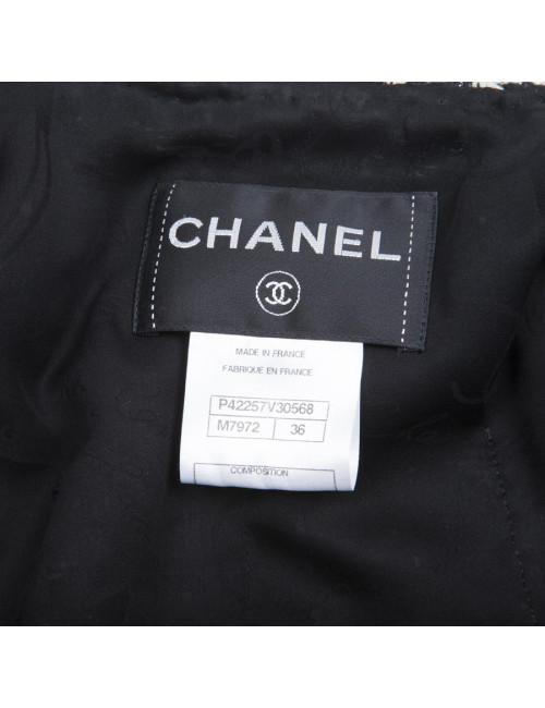 Ensemble CHANEL T 36 tweed gris et blanc