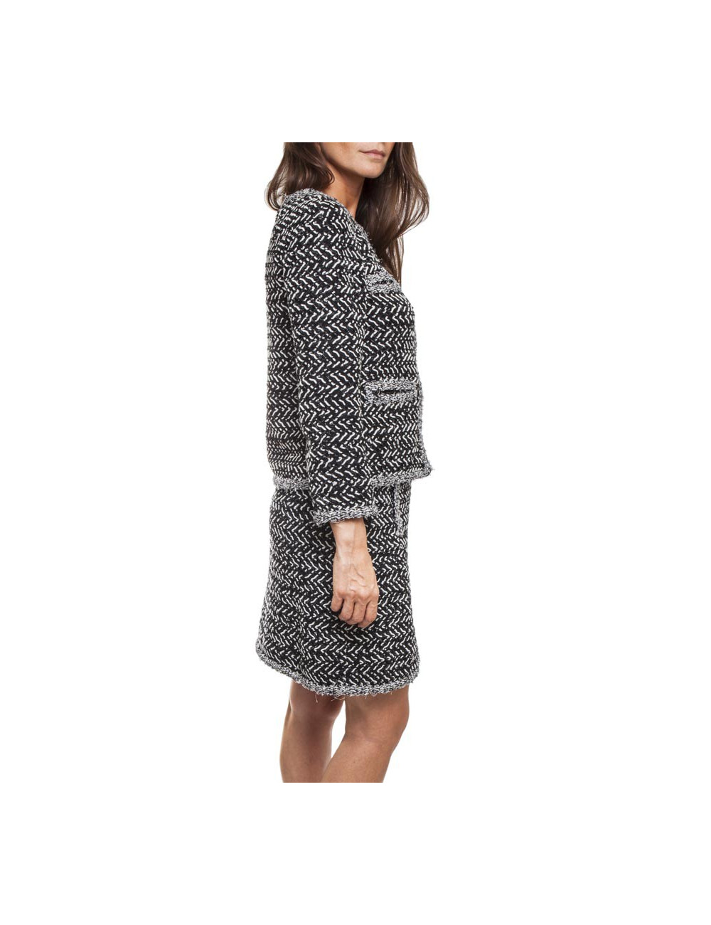 Ensemble CHANEL T 36 tweed gris et blanc