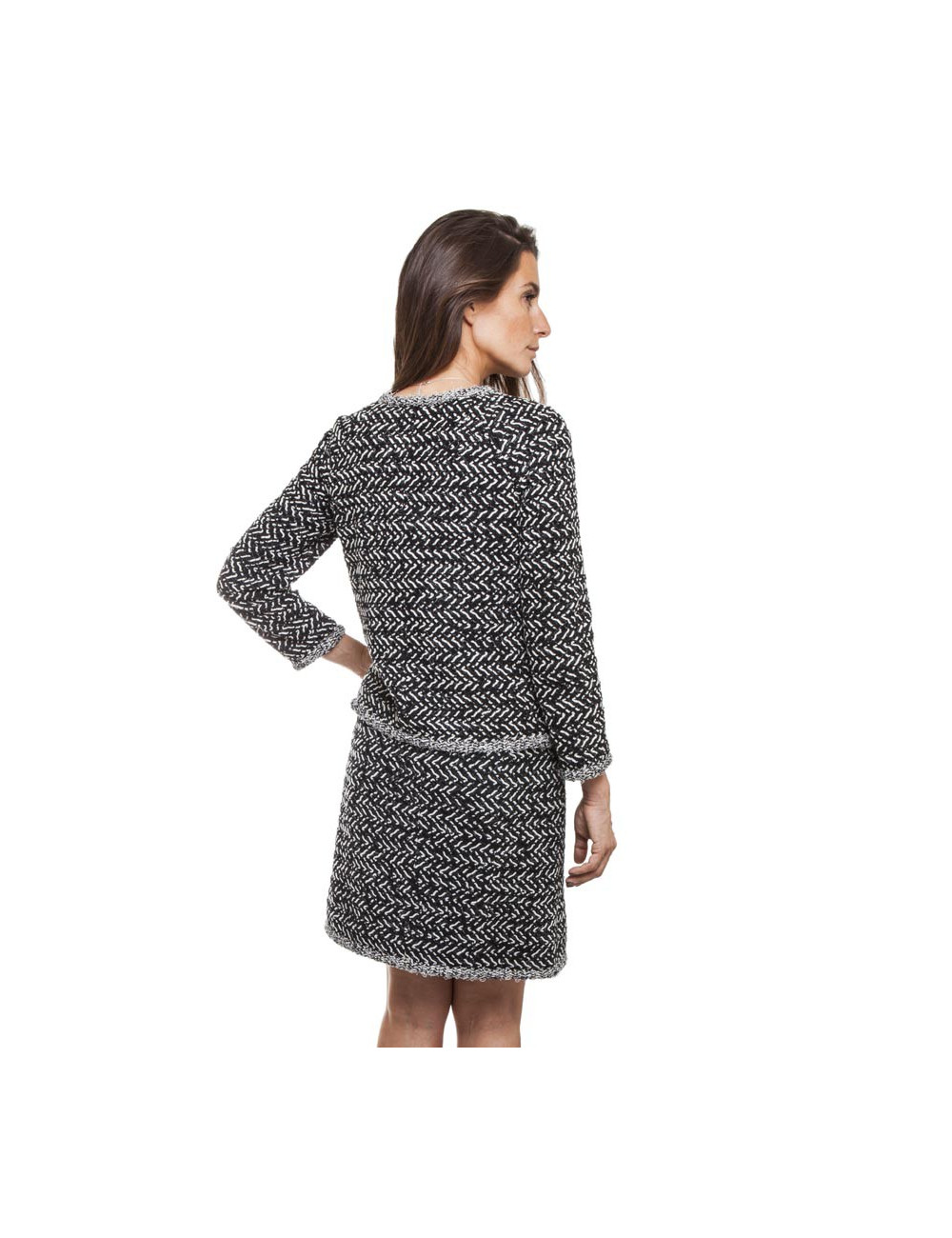 Ensemble CHANEL T 36 tweed gris et blanc