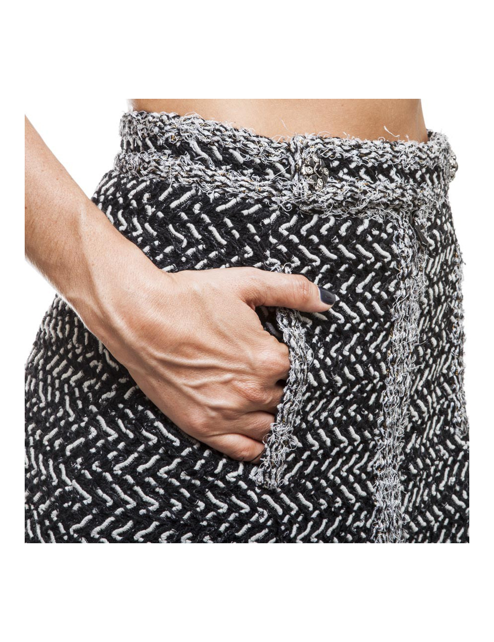 Ensemble CHANEL T 36 tweed gris et blanc