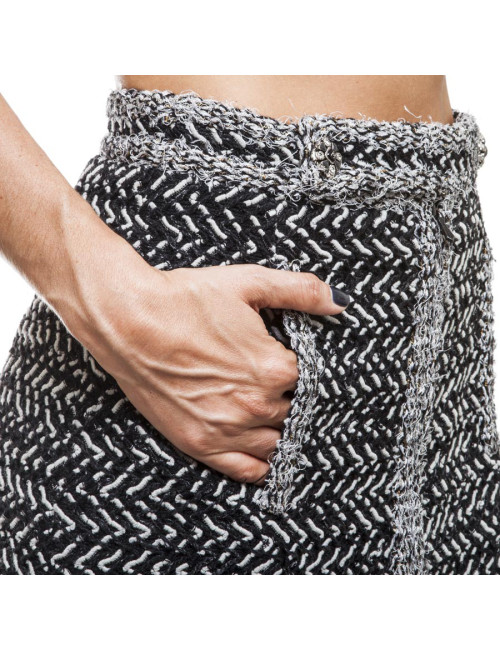 Ensemble CHANEL T 36 tweed gris et blanc