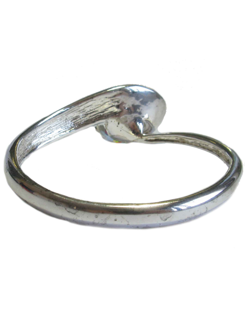 Bracelet non signé en métal argenté et boule facettée Swarovski