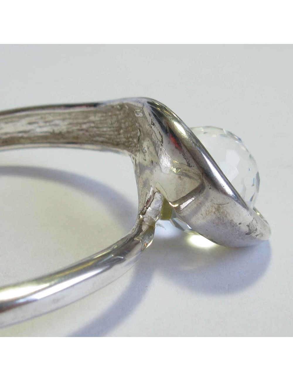 Unsigned Silver metal bracelet with swarovski faceted ball