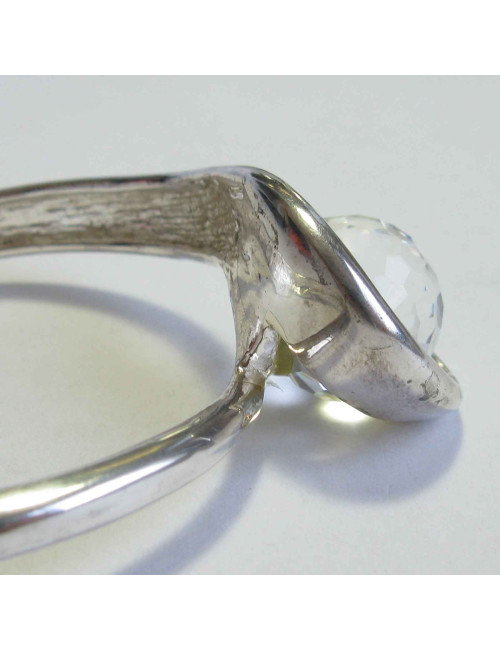 Unsigned Silver metal bracelet with swarovski faceted ball