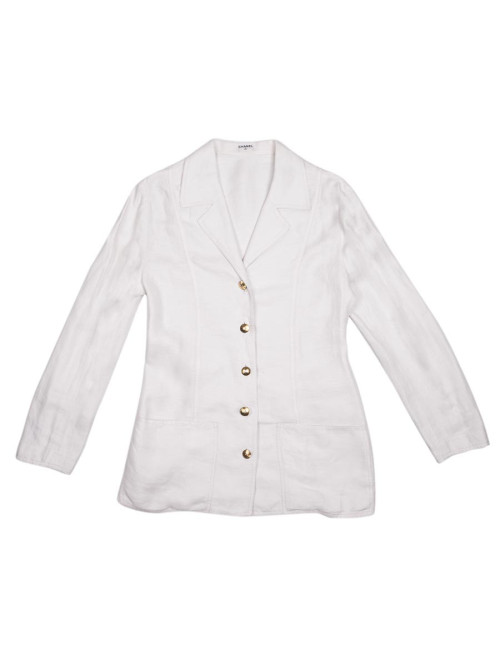 CHANEL Vintage jacket in ecru linen size 38FR