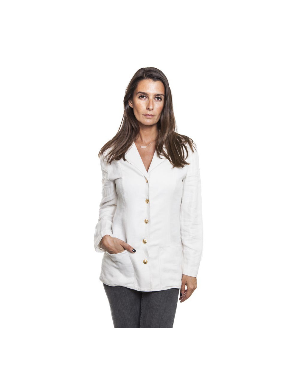 Veste CHANEL Vintage en lin écru