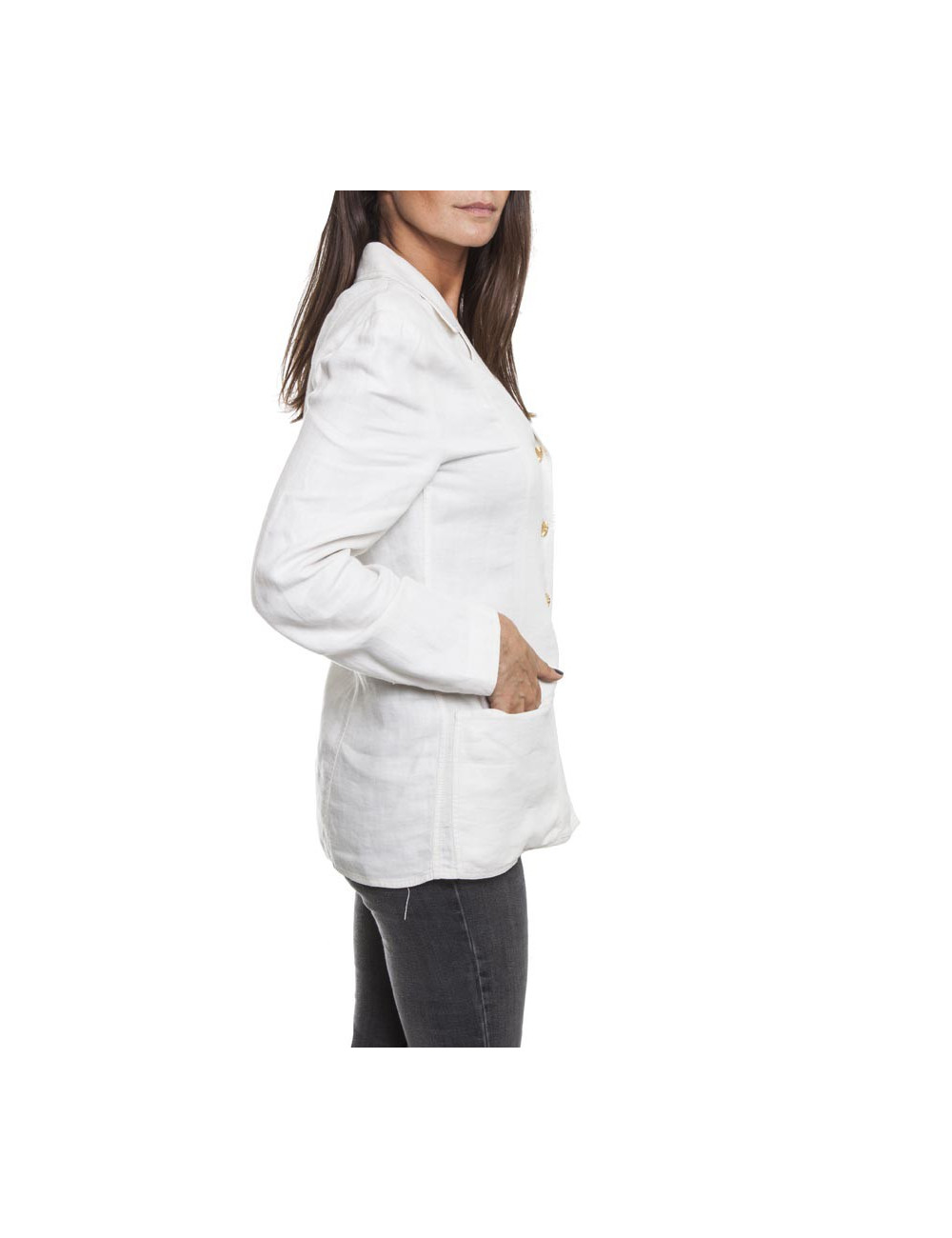 CHANEL Vintage jacket in ecru linen size 38FR