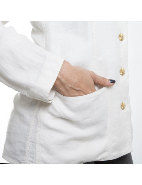 CHANEL Vintage jacket in ecru linen size 38FR
