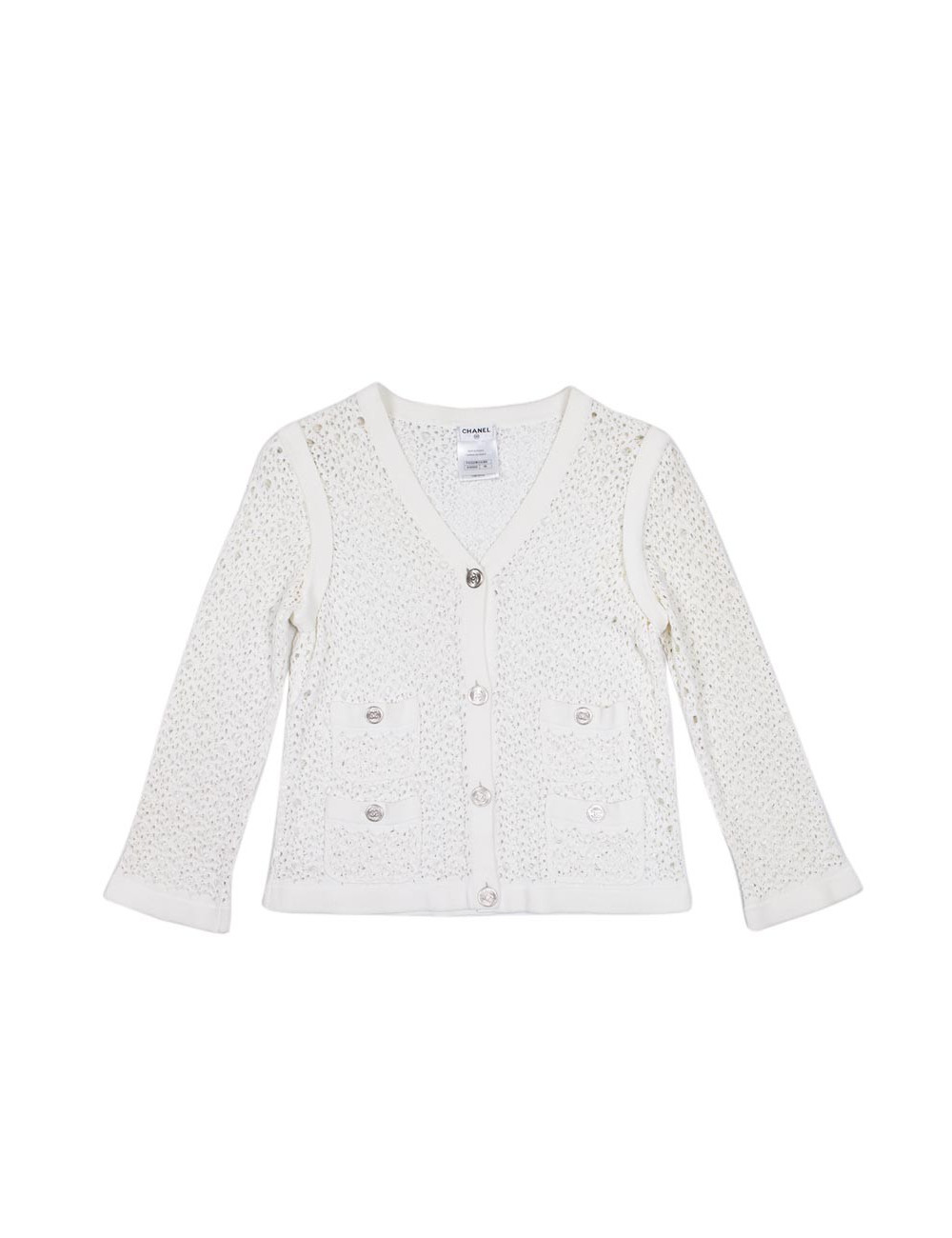 Gilet CHANEL T 36 en mailles blanc